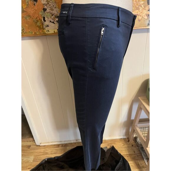 Level 99 Navy Francis Lacey Double Welt Zip Trouser Size 32 P Ankle Slit Stretch - Picture 6 of 12
